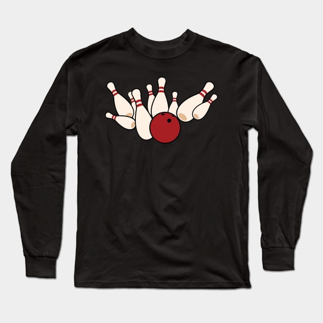 Bowling Pins with Bowling Ball Long Sleeve T-Shirt by JFDesign123